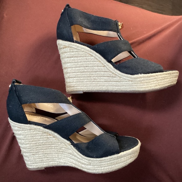 Michael Kors Black Etta Linen Blend Wedge Sandal New without tag Size 7 - Picture 10 of 13